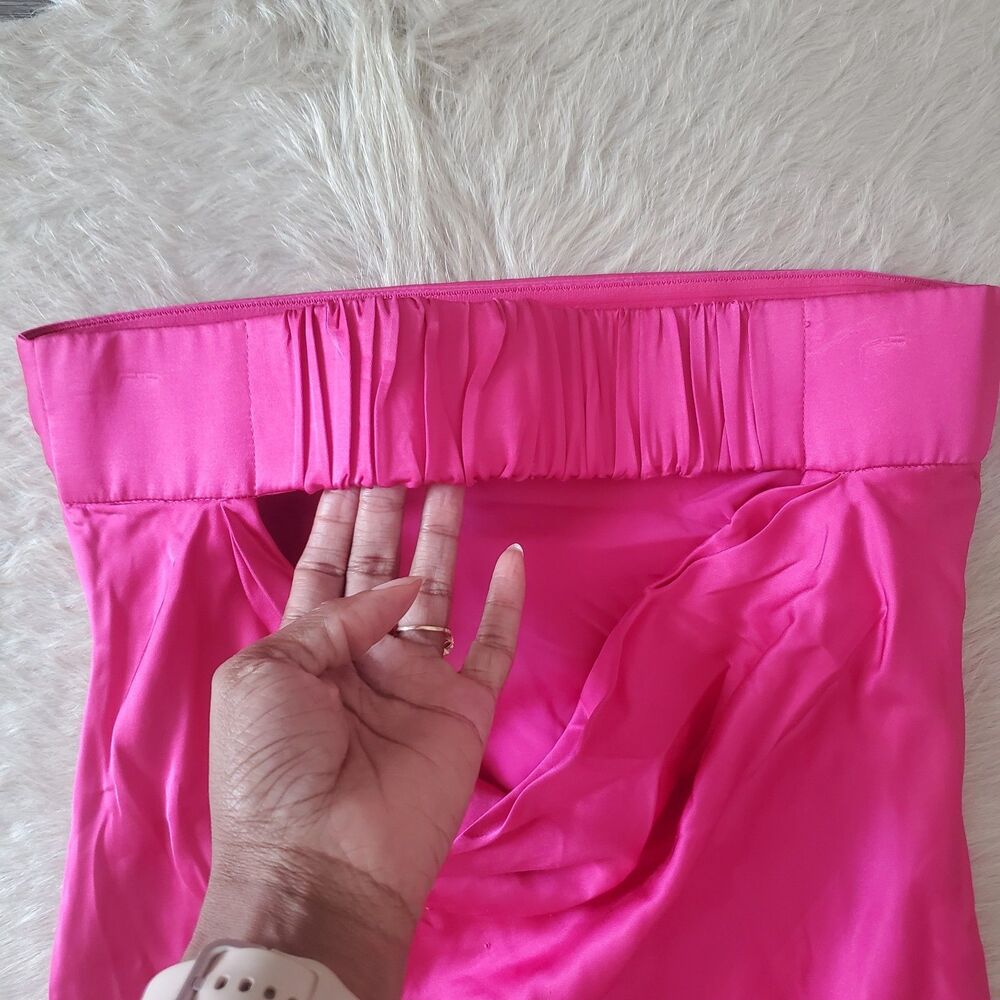 NWT French Connection Satin Midi Dress Size Small Pink Strapless Cowl Back $158 - Picture 10 of 10